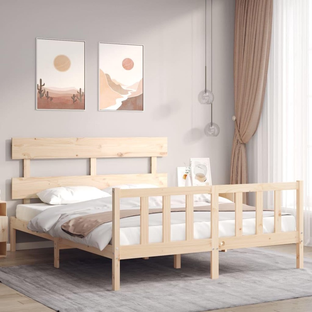 Grenenhout Lattenbodem Hoofd en voeteneinde 160x200 cm Naturel