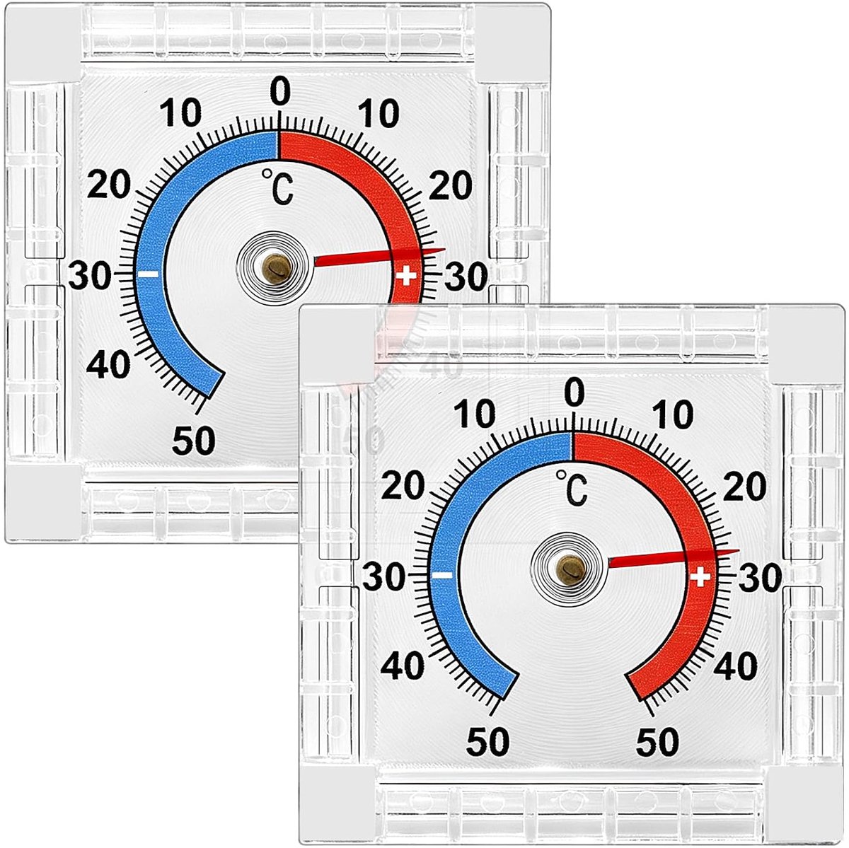 Thermometers, raamthermometer, voor buiten, zelfklevend en weerbestendig, analoog, -50 °C ~ +50 °C, voor binnen, buiten, tuin, kas en terras