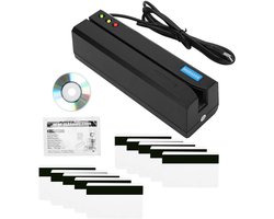 Magnetische Kaartlezer voor Creditcards - MSR605X Encoder met 10 Lege Kaarten en Software CD voor Betrouwbare Betalingen en Gegevensopslag