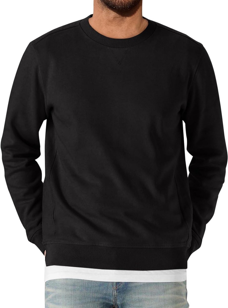 Heren sweatshirt lange mouwen ronde hals pullover mannen licht effen shirt basic vrije tijd sport bovenstuk