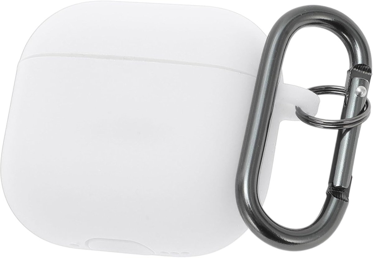 Hoes voor AirPod 4, siliconen beschermhoes voor AirPod 4, stootvaste hoes voor AirPod 4e generatie met karabijnhaak, front-led, zichtbaar, wit