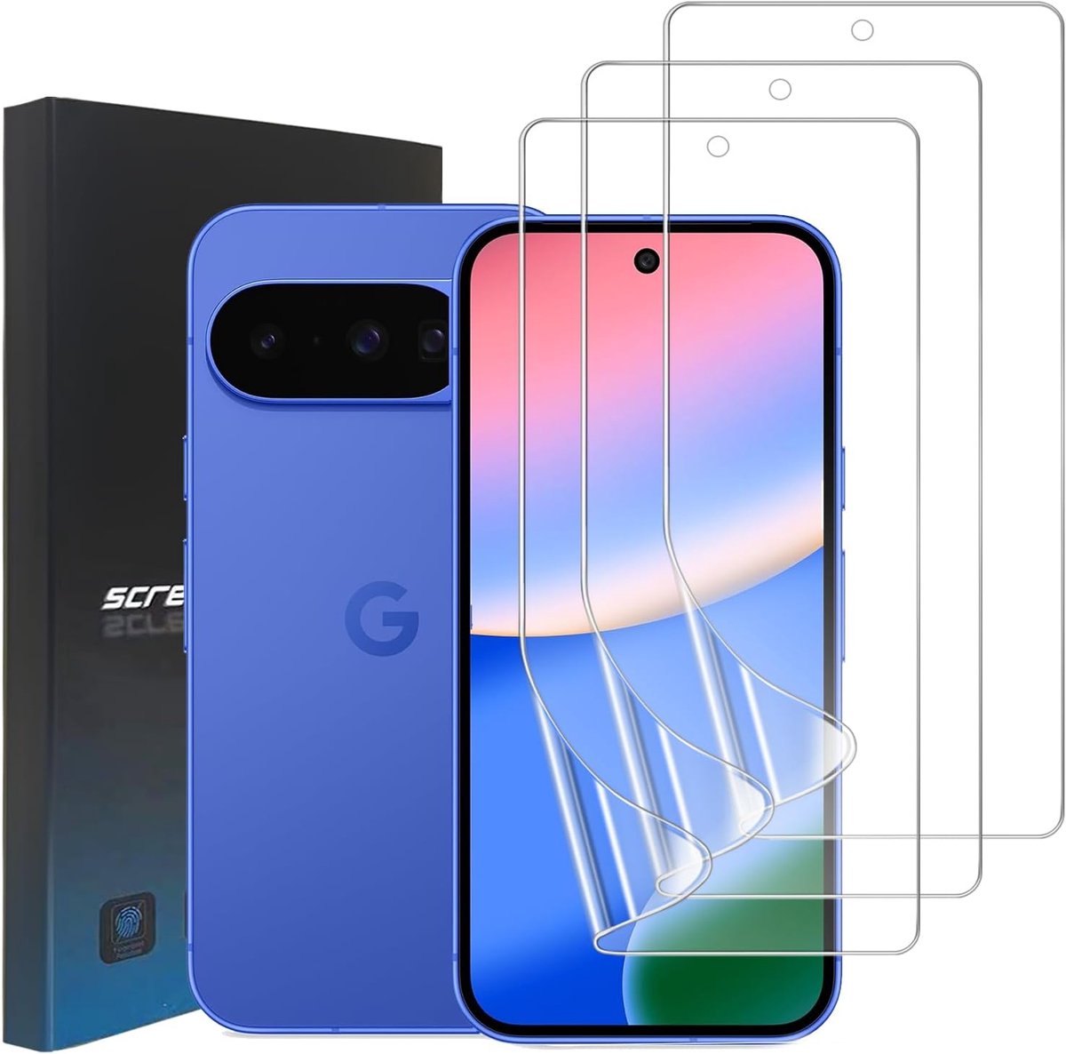 3-pack TPU-schermbeschermer voor Google Pixel 10, [geen glas] HD doorzichtige flexibele hydrogel beschermfolie voor Google Pixel 10, ondersteuning vingerafdrukontgrendeling, krasbestendig