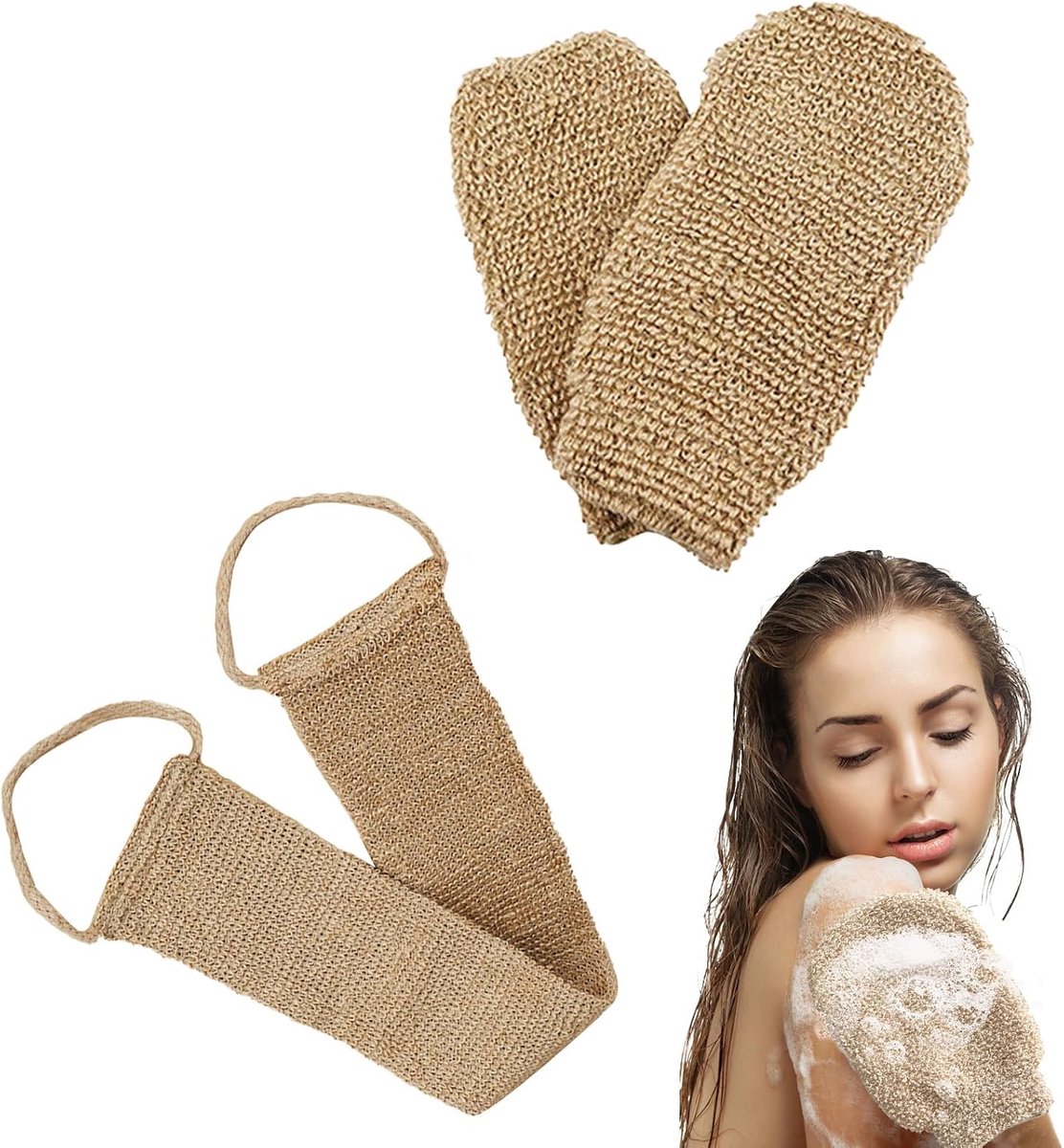 2 stuks peeling-handschoenen, peelinghandschoenen, lichaam voor het verwijderen van huid, lichaamshandschoen voor lichaam en gezicht, douchehandschoen voor dames en heren, peelinghandschoen