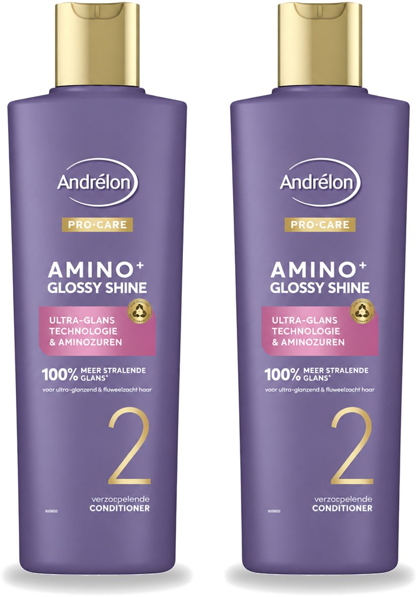 2 x Andrélon – Conditioner – Pro Care Amino+ Glossy Shine – 250 ml - Bulkverpakking - 2 stuks