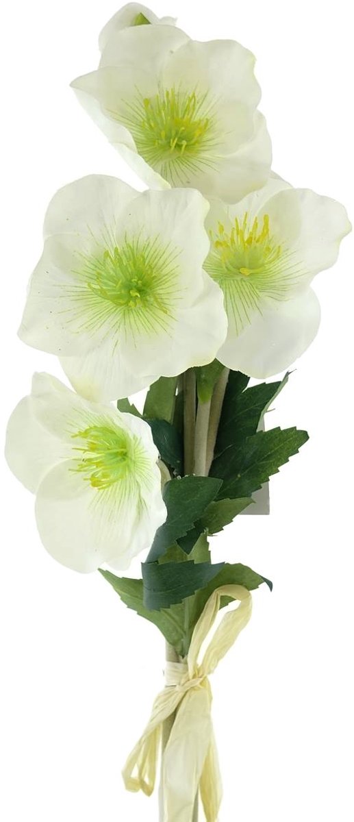 Gasper kerstroosarrangement 4 bloemen met strik - kunstbloemen