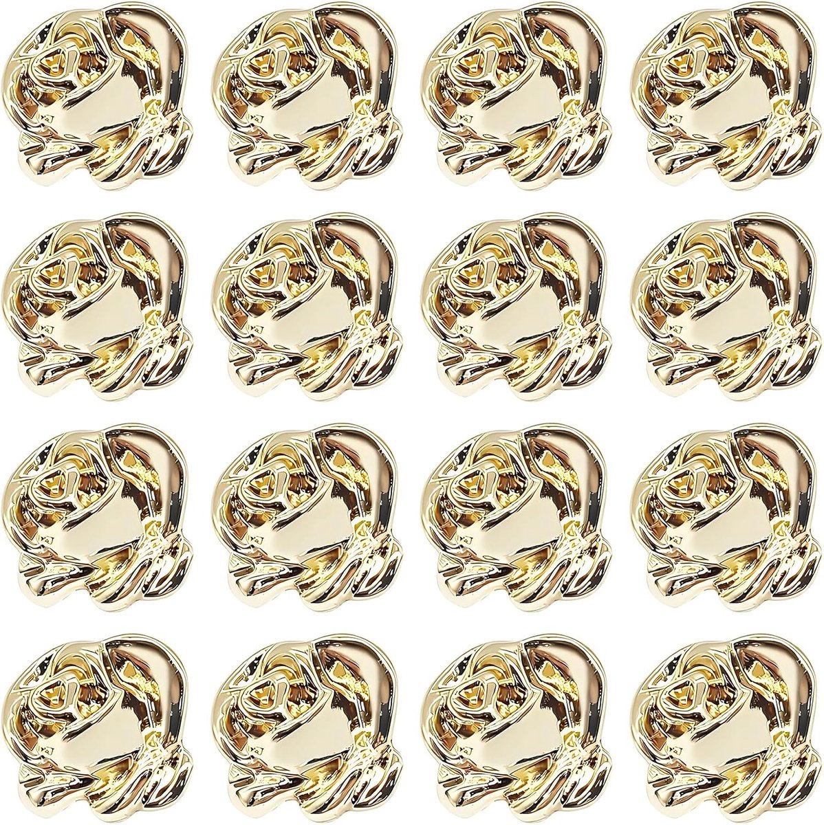 12 gouden gekleurde knoppen van zinklegering – sierknopen – grote details, geschikt voor jassen, jurken, overhemden, jassen, uniformen, doe-het-zelf