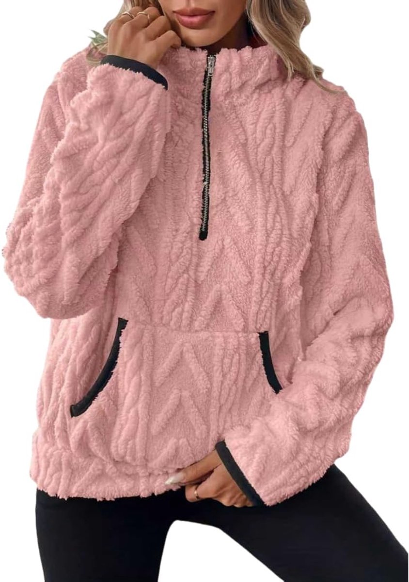 Fleece sweatshirt teddy fleece pullover winter oversized sweatshirt warm pluche jas met zakken