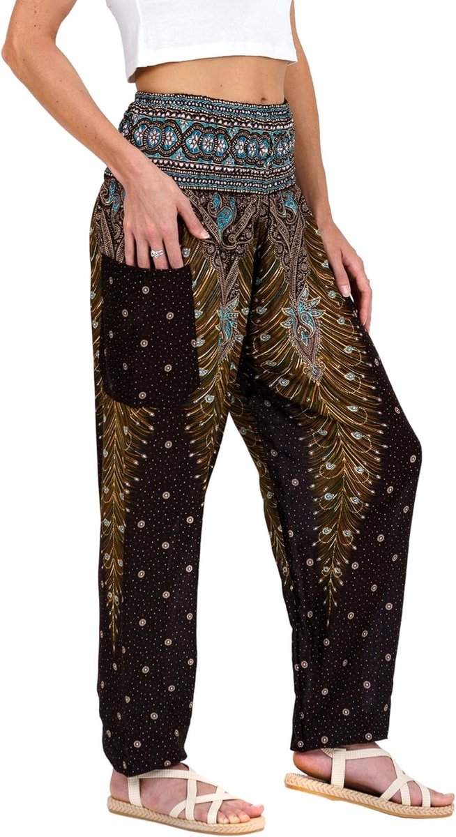 Harem Yogabroek voor dames S-4XL Hippie Boho PJs Lounge Beach Print Plus