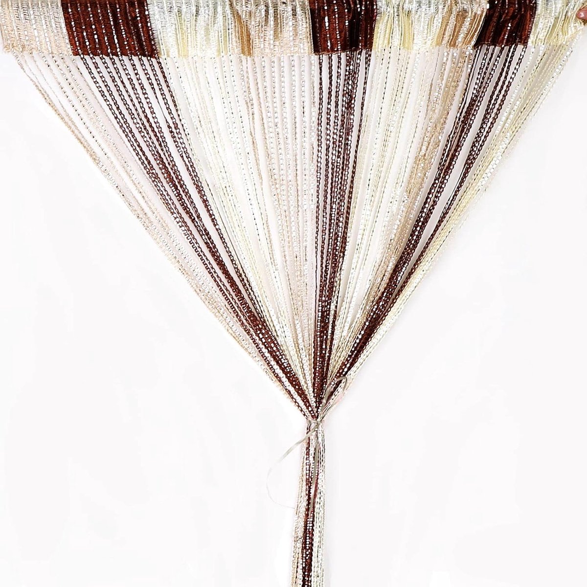 Draadgordijn, glitter, wit, 100 x 200 cm, wandgordijn, etalagedecoratie, decoratief gordijn, ruimteverdeler, vliegenbescherming voor bruiloft, café, restaurant (koffie, champagne, beige)