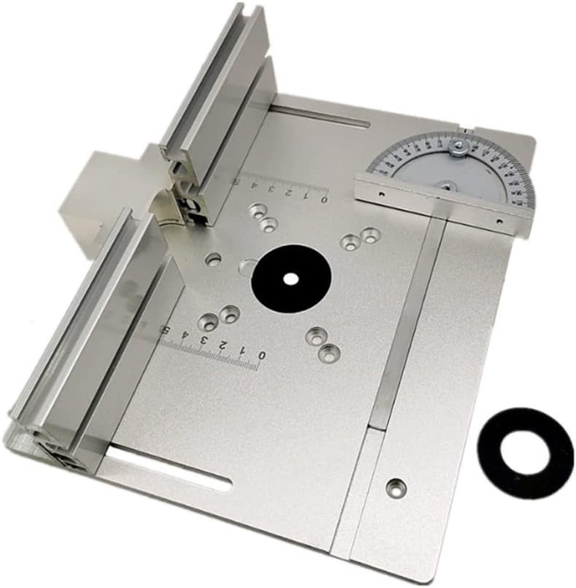 Set van 3 inlegplaten voor freestafel, aluminiumlegering, voor houtfrezen, flipboard, snijmachine, graveerhulpgereedschap met verstekzaag, tafelzaag, houtbewerkingsbanken, zilver