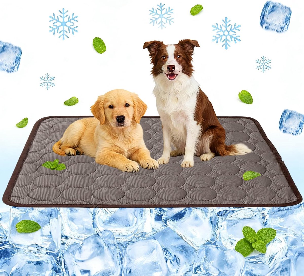 Koelmat voor honden, 100 x 70 cm, zelfkoelende hondenmat, zomerkoelkussen, hondenmat voor thuis, onderweg of in de auto (koffie, XL-100 x 70 cm)