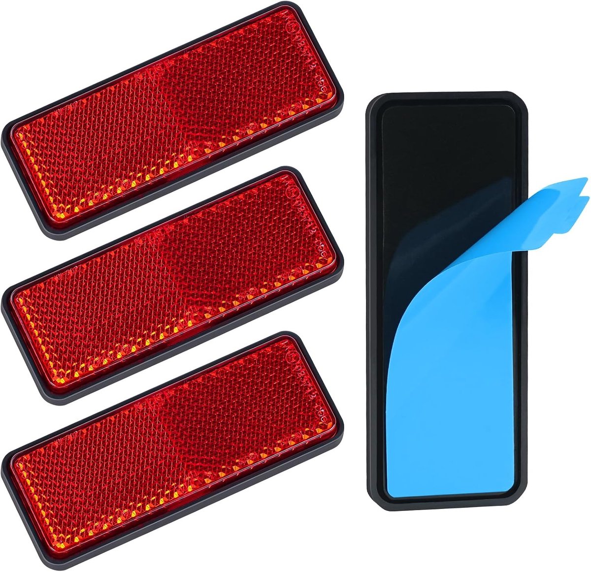 stickers, 2 stuks, rechthoekig, reflecterend, rood, voor auto, motorfiets, fiets, Maoyan gecertificeerd