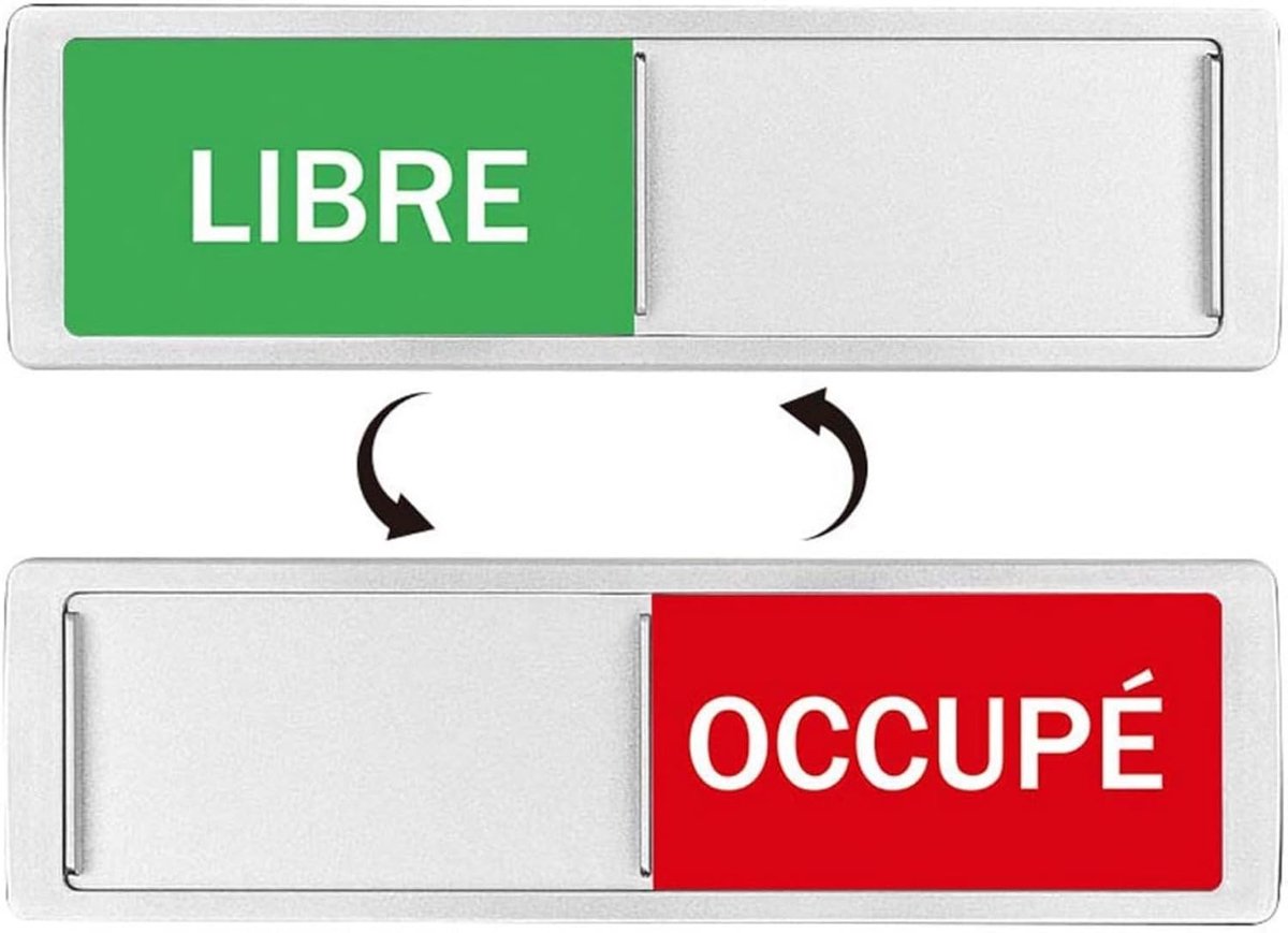 Bordjes LIBRE/OCCUPÉ met 2 stickers, 17,7 x 5,2 cm, bord