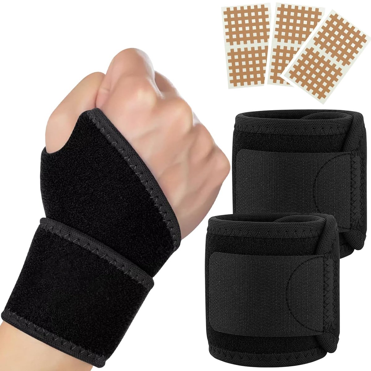 2 stuks polssteun, sport, polsbandage, peesschedeontsteking, pijnverlichting, artritis, polssteun voor sport en dagelijks gebruik, verstelbare compressiebandage