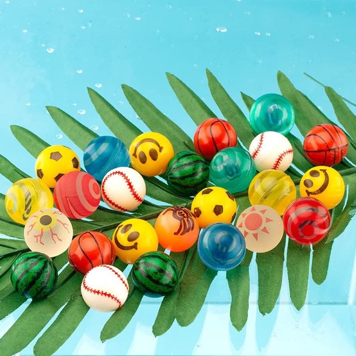 Verpakking van 24 springballen van 28 mm voor kinderen - Rubber ballen voor verjaardagsfeestjes, spelletjes en feestfavorieten in verschillende kleuren