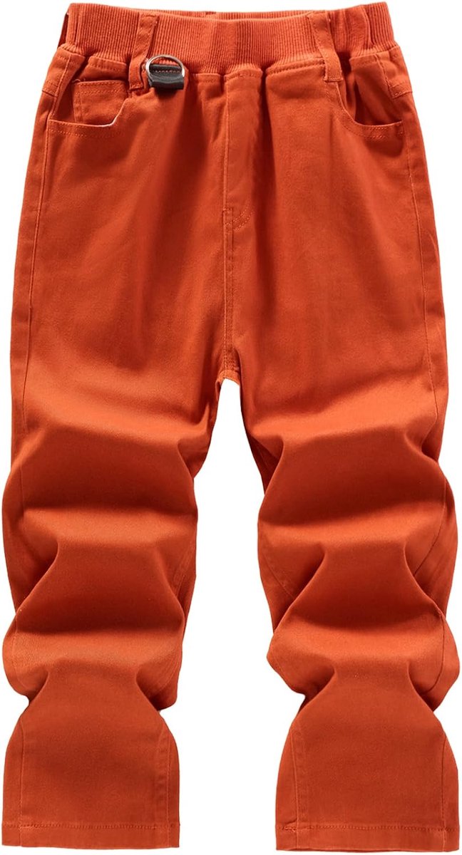 Effen Kleur Geribbelde Elastische Taille Met Hoepel Uniform Chino Broek voor Spelen & School