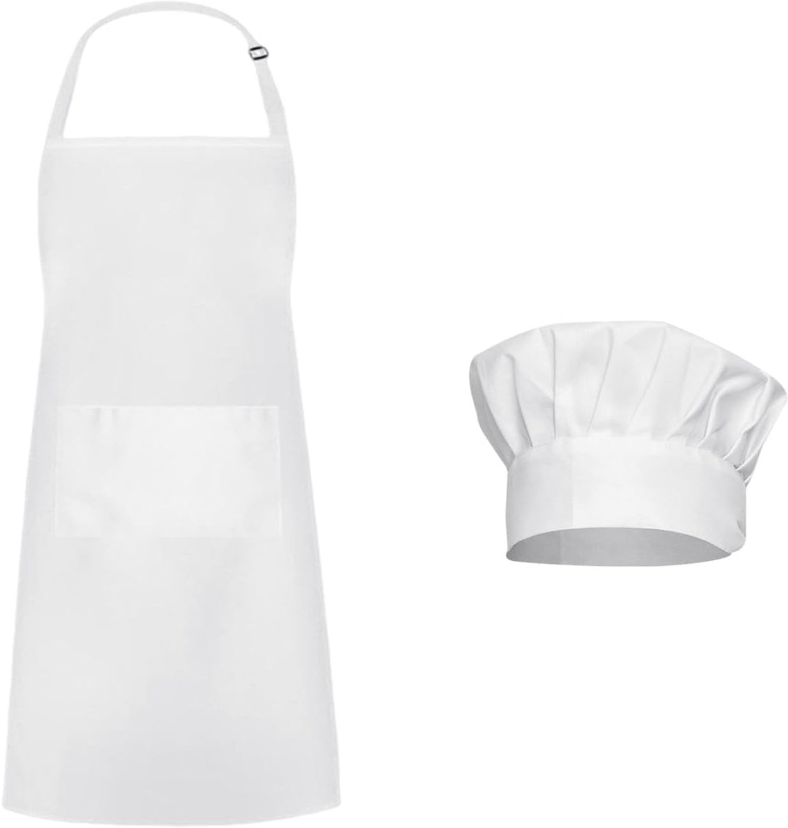1 Stuk Witte Keuken Schort, 1 Stuk Witte Chef-Kok Hoed, Waterdicht En Antifouling Schort, Verstelbare Bakken Cake Hoed, Werkking Voor Restaurants.