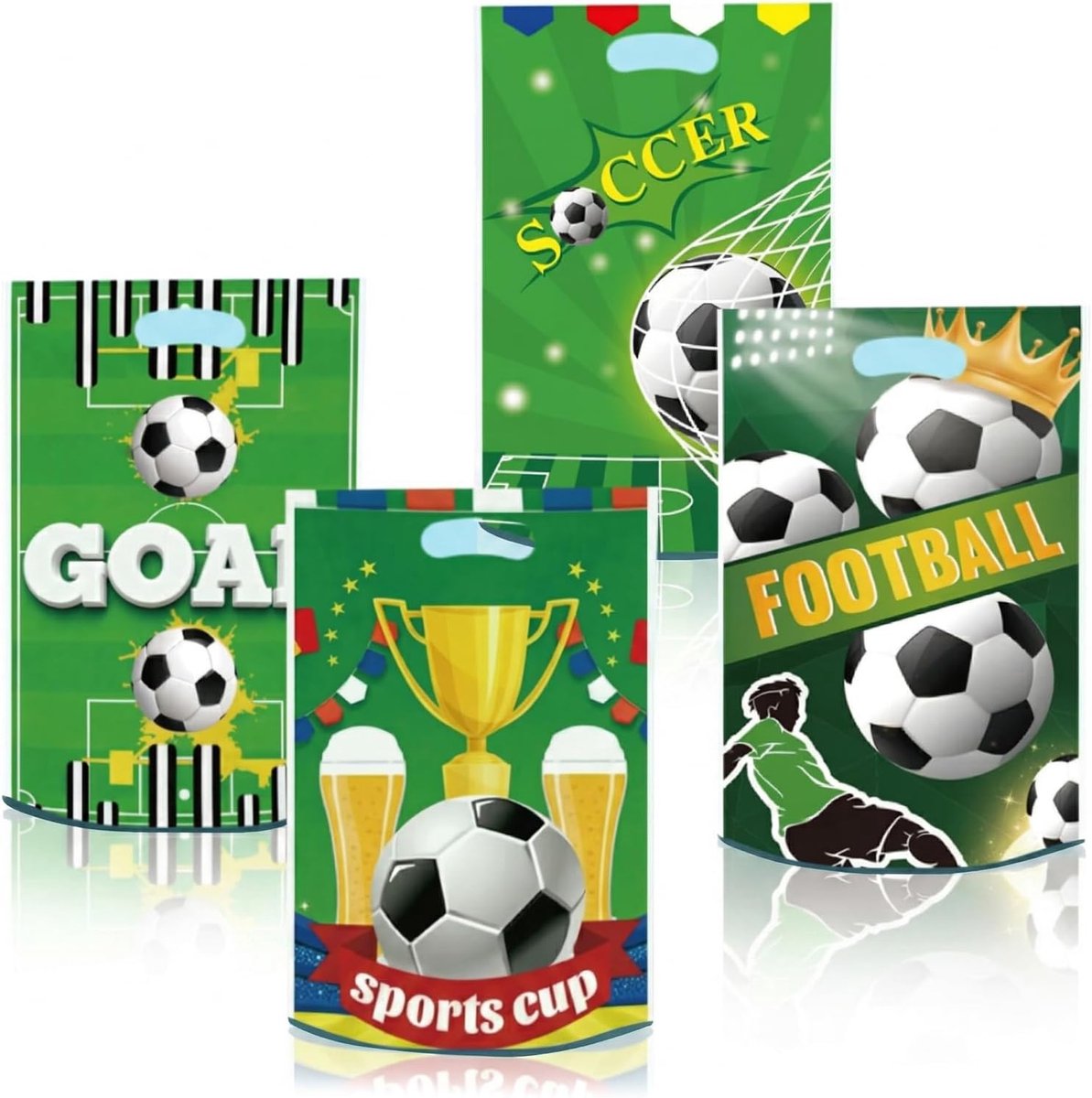 30 voetbal-geschenkzakjes, 16,5 x 25 cm, waterdicht, voor sportfeestjes en kinderverjaardagsfeesten