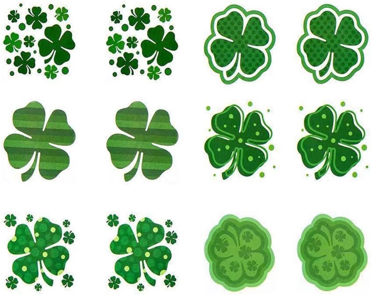 Tijdelijke tatoeages om op te plakken, vrouwen, mannen, jongens, meisjes, body, art, grote mouwen, gezicht, groen, plakbladen, waterdichte tattoostickers voor St. Patrick's Day Party