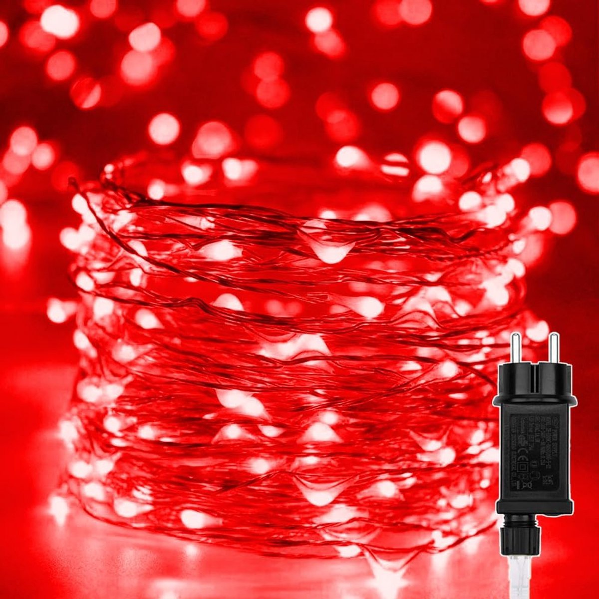 Lichtsnoeren 20M 200LED, Kerstverlichting Koperdraad 8 Modi Guirlande Buitenverlichting,Waterdicht binnen buiten decoratie outdoor voor kerstboom,slaapkamer,feest,kerstmis,Christmas tree, Rood