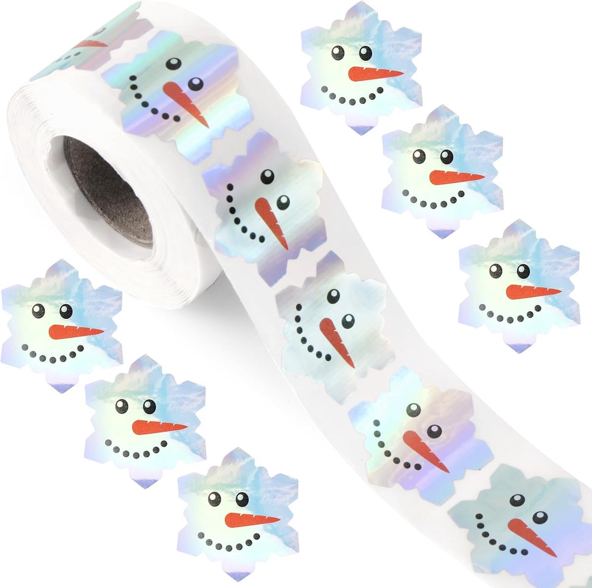 500 Stuks Kerststickers, Waterdichte Zelfklevende Decoratieve Stickers voor Enveloppen Dagboeken Cadeaus Knutselen Feestartikelen (Lachend Sneeuwpopje)