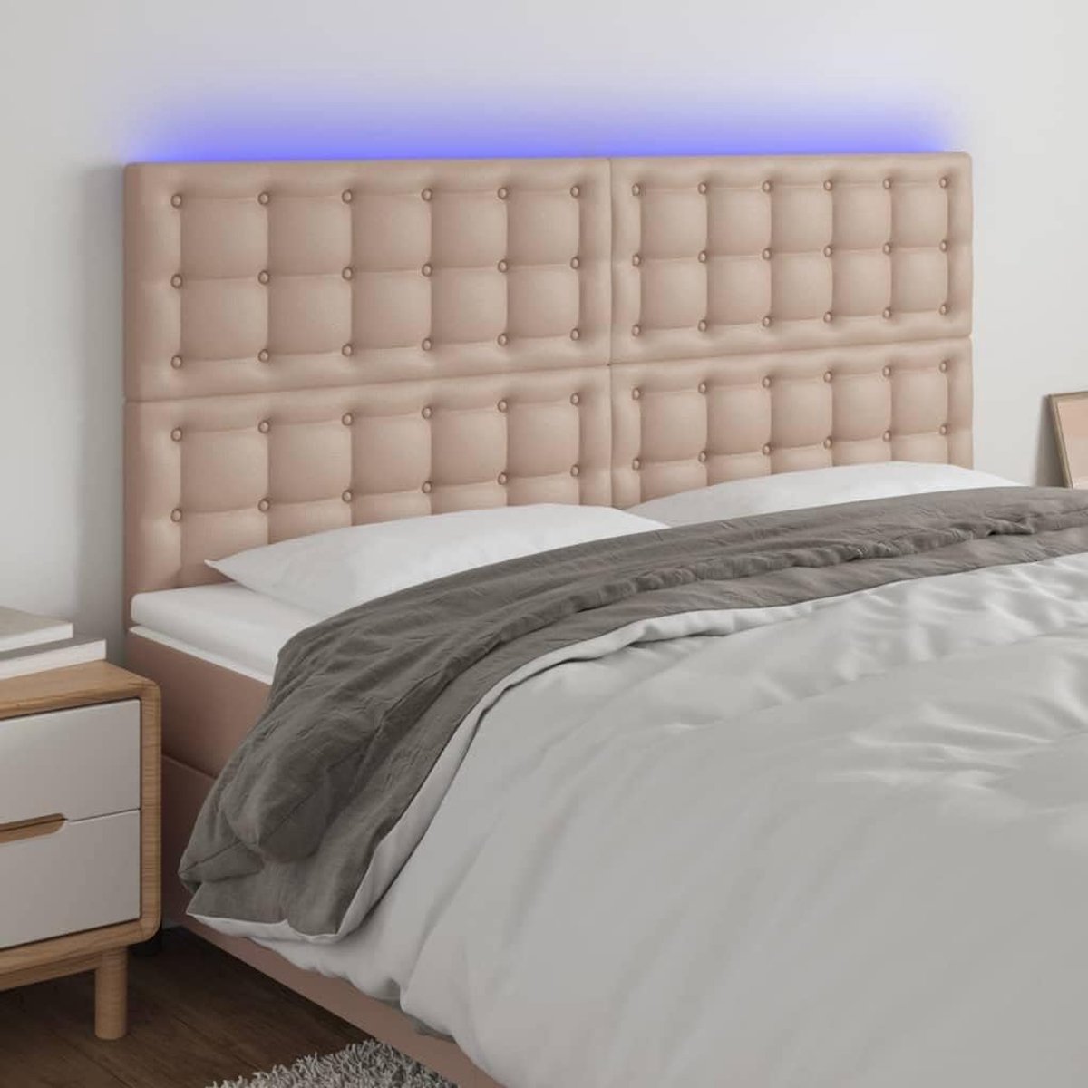 Cappuccino-bruin, 180 x 5 x 118/128 cm, kunstleer, hoofdeinde voor de slaapkamer, hotel, hoofdeinde, werkkamer, voor slaapkamer, tweede slaapkamer, hotel