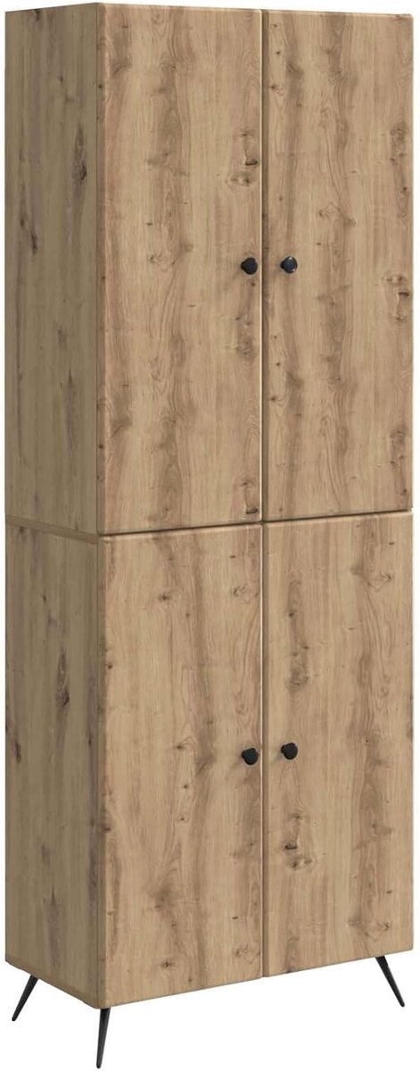 2 STK. Kastset, 4 deuren 69x34.5x90cm Artisan eiken, midi-kast, hoge kast, houtmateriaal, stapelbaar, 20 kg per plank, voor slaapkamer, hal, woonkamer, kantoor 3416870