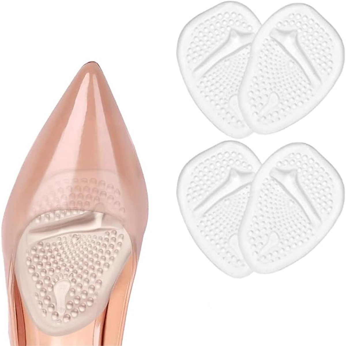 inlegzolen, 2 paar voetkussens, inlegzolen, inlegzolen, siliconen voorvoet, voor vrouwen, schoenen met hoge hakken (transparant)