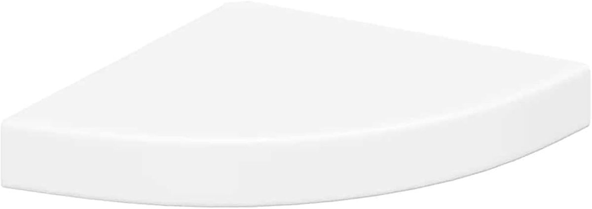 Eck-zwevend rek, wit, 25 x 25 x 3,8 cm, MDF, wandrek, zwevend rek, hangrek, hoekrek voor woonkamer, slaapkamer, werkkamer, 323895