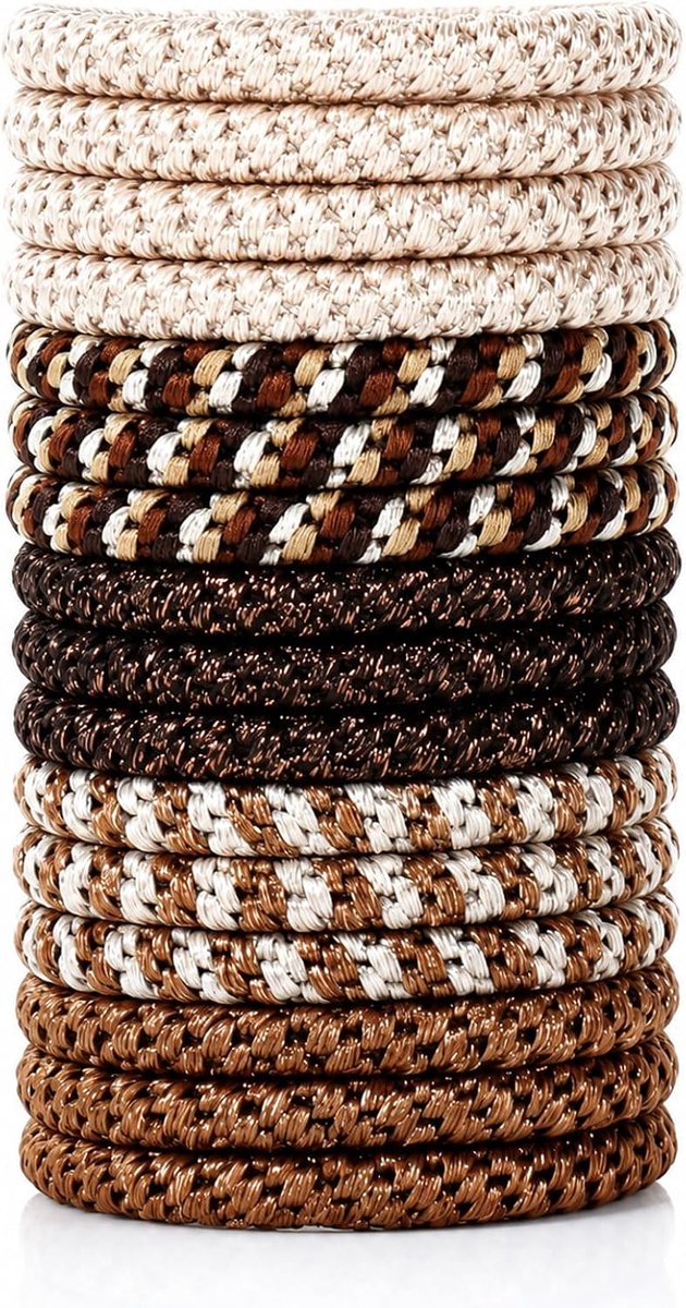 16 stuks haarelastiekjes voor meisjes, voor dames, bruin