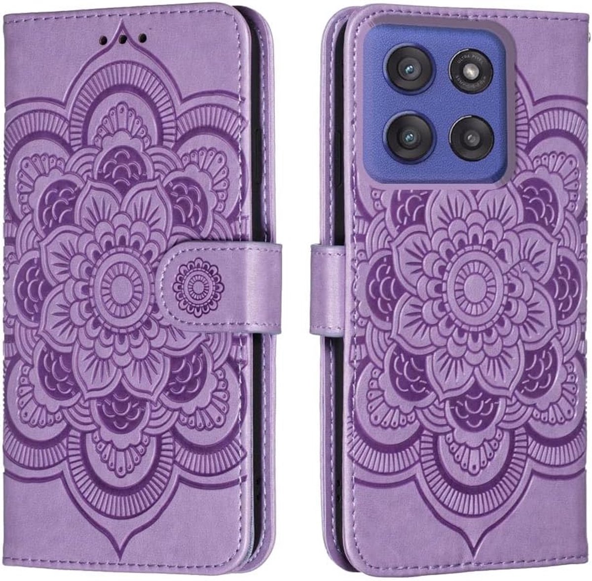 Portemonneehoesje voor de Motorola Moto G57 Power Case met kaarthouder en standaard, magnetisch, zacht leer, flip fold hoesje voor Moto G57 Power (paars)