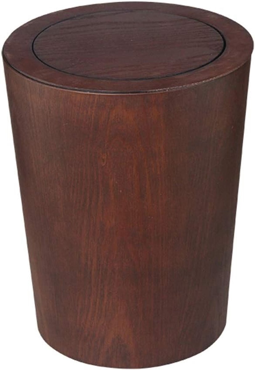 Prullenbak Vuilnisbak Nordic Style, Houten, 3.2L / 2.1gallon, licht bruin, bruin, donker bruin, vuilnisbak met Deksel voor Vuilnisbak (Color : D, Grootte : 12L)