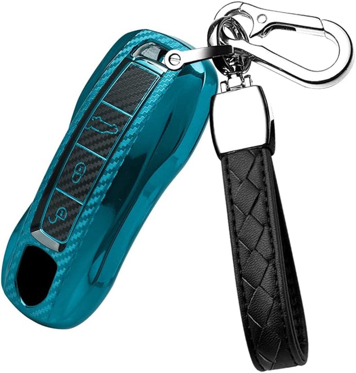 Samrt Autosleutelhoes past voor Porsche Cover TPU beschermhoes voor Porsche Macan Boxster Carrera Taycan 911 971 Panamera Cayenne sleutelbox sleutelhanger sleutelbescherming etui groen