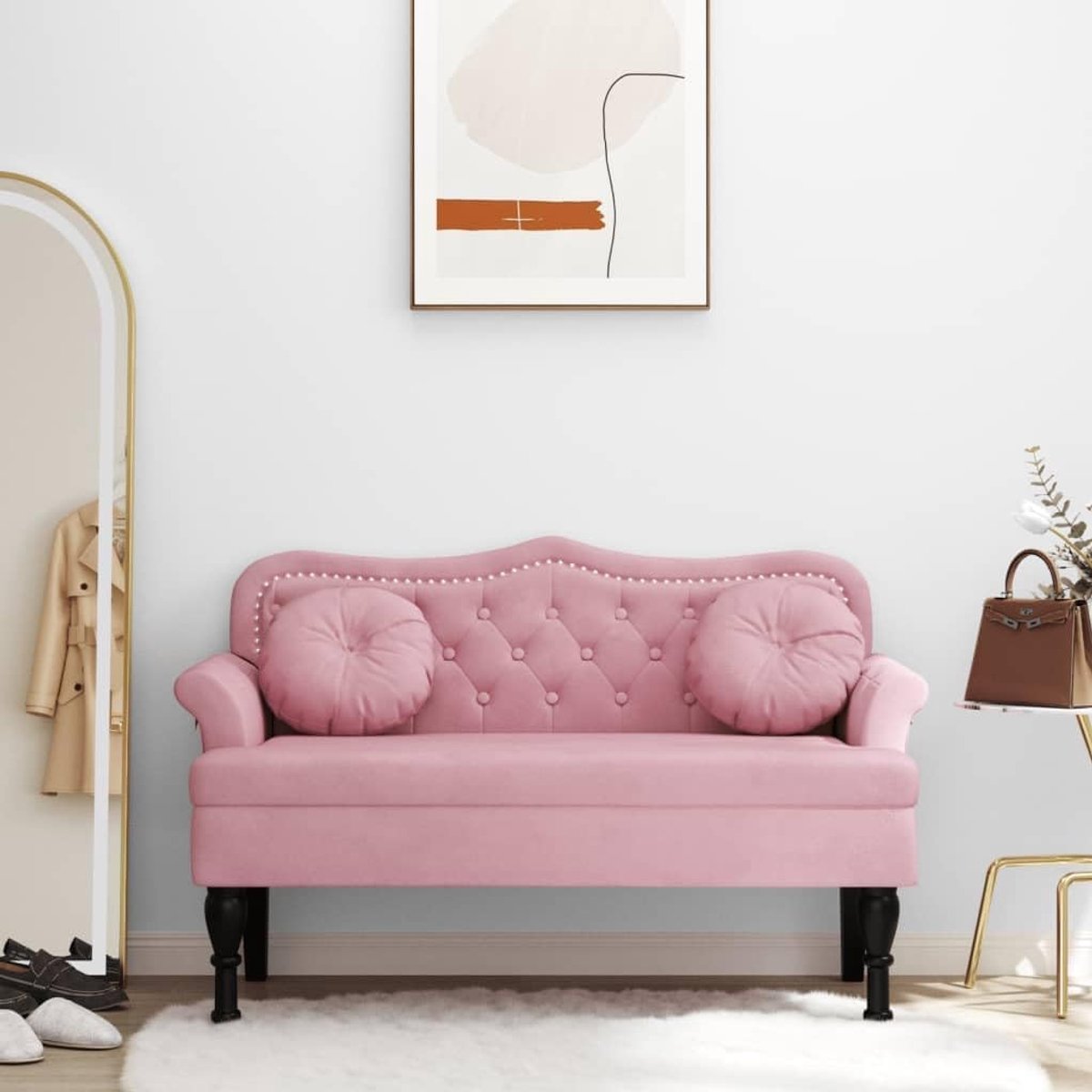 Bank met armleuningen roze 120,5x65x75 cm