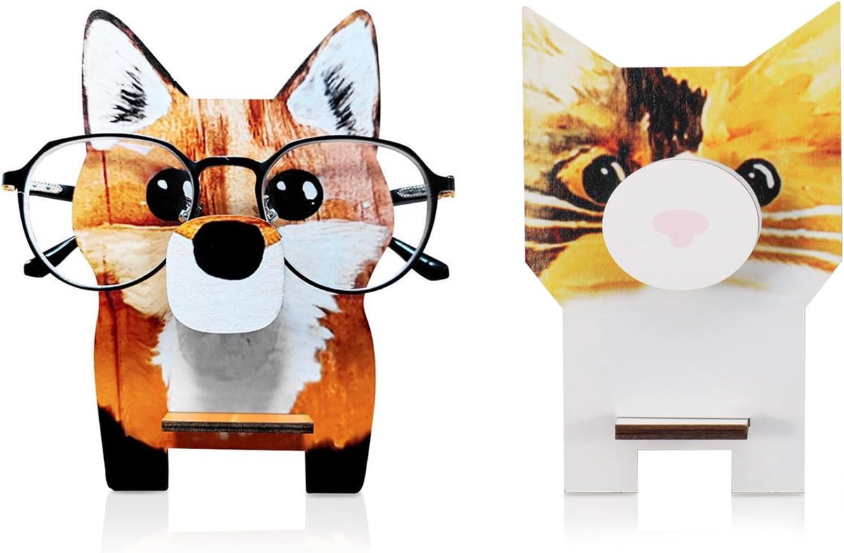 2Pcs Houten Dier Bril Houder, Dier Brillen Houder Stand, Eye Glas Houders Voor Desktop Decoratie Gift