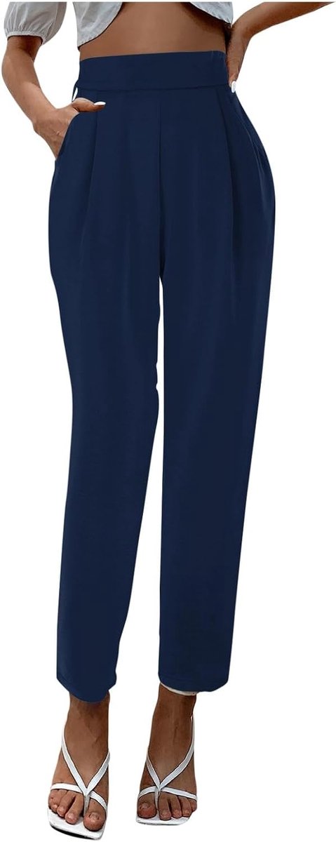 Broek Dames Zomer Brede Hoge Taille Vloeiend Losse Lichtgewicht Rechte Zakken Katoen Strand Chic Bohemian Casual Mode A3