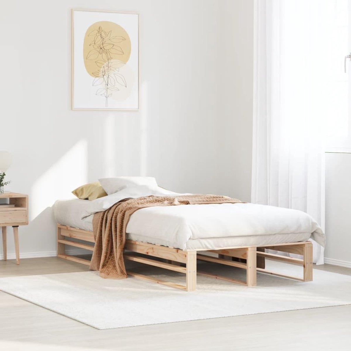 Grenenhout klassiek rustiek frame naturel 90x190 cm