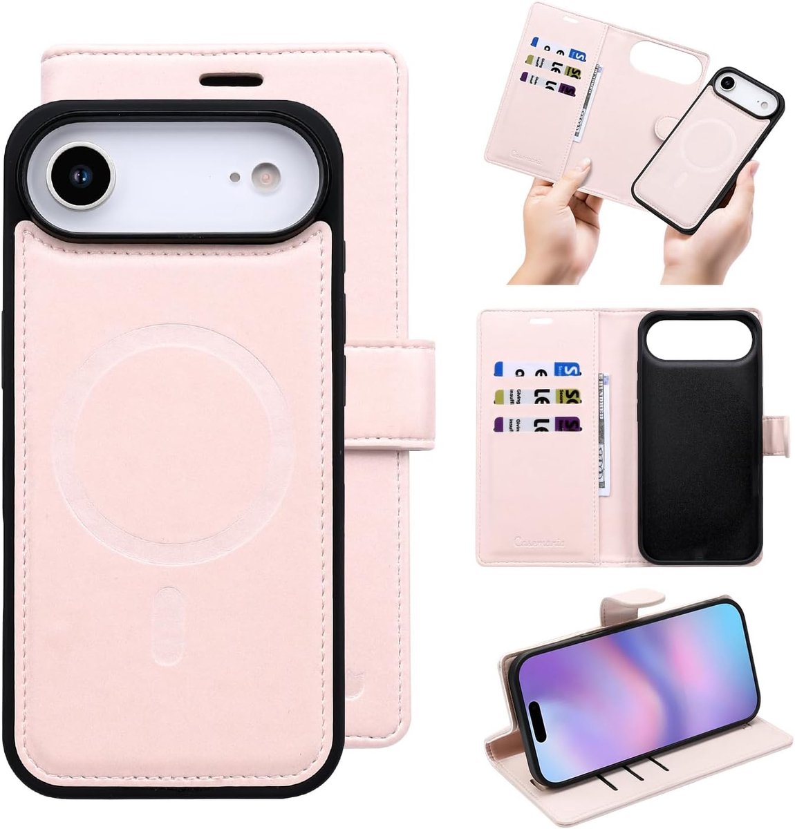 Compatibel met Apple iPhone 17 Air, Cherry Blossom, 2 in 1 Bookcase met Velvet Finish, Compatibel met MagSafe, Portemonnee Telefoonhoesje met Pasjeshouder, Kunstleer Wallet Case