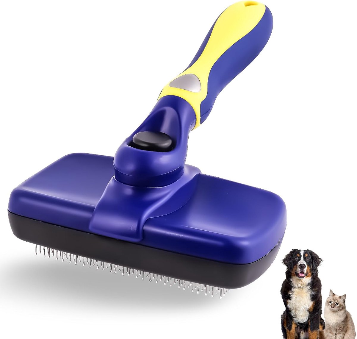Honden Slicker Brush - Slicker Brush voor Honden en Katten - Verwijdert voorzichtig losse ondervacht, matten en klitten voor alle haartypes. Donkerblauw