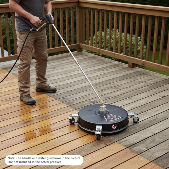 15 inch oppervlaktereiniger voor hogedrukreiniger, 4-wiel, professionele oppervlaktereiniger, roestvrij staal, tot 4000 psi, met spatbescherming en verlengstang, voor terras, oprit — afbeelding 2