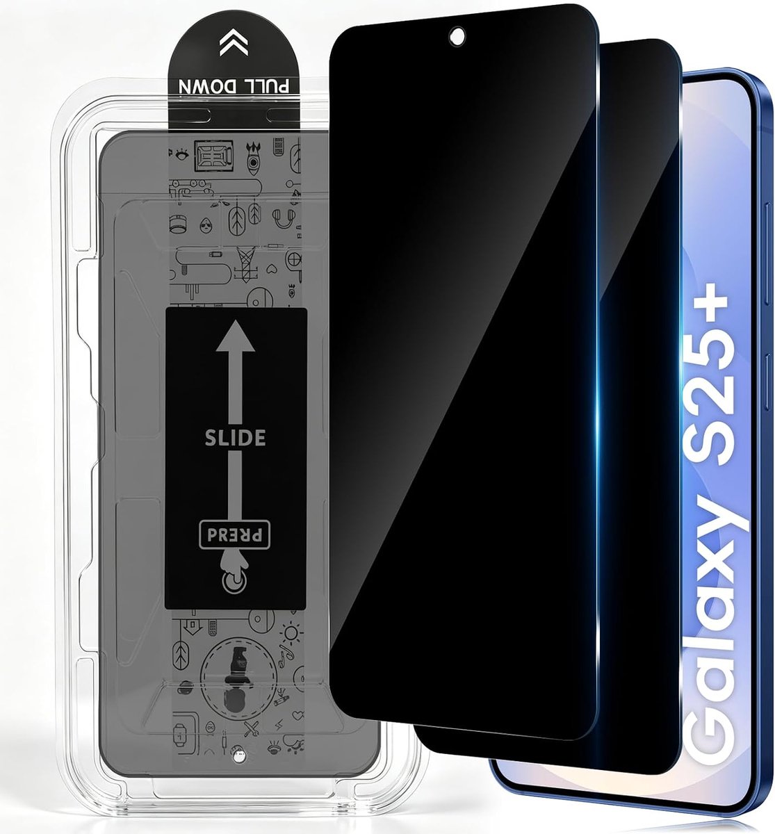 2 stuks Antispy Screen Protector voor Samsung Galaxy S25 Plus Privacy, Guard 9H Filter Glas, Volledige Film gehard glas onbreekbaar, anti-verblinding