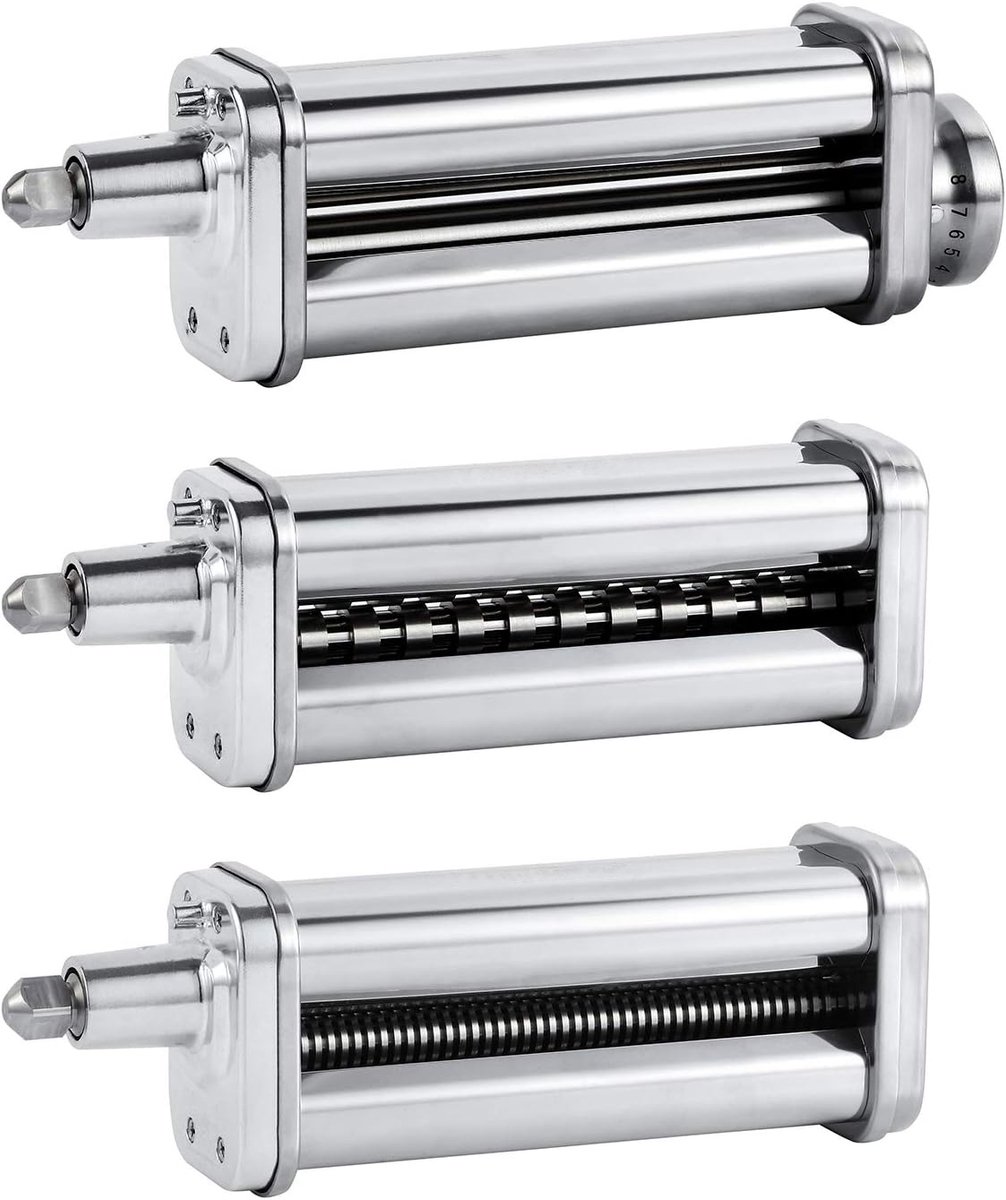 ZENC® Pastaroller & Snijder Set Geschikt voor KitchenAid (5KSMPRA) - 3-delig - RVS
