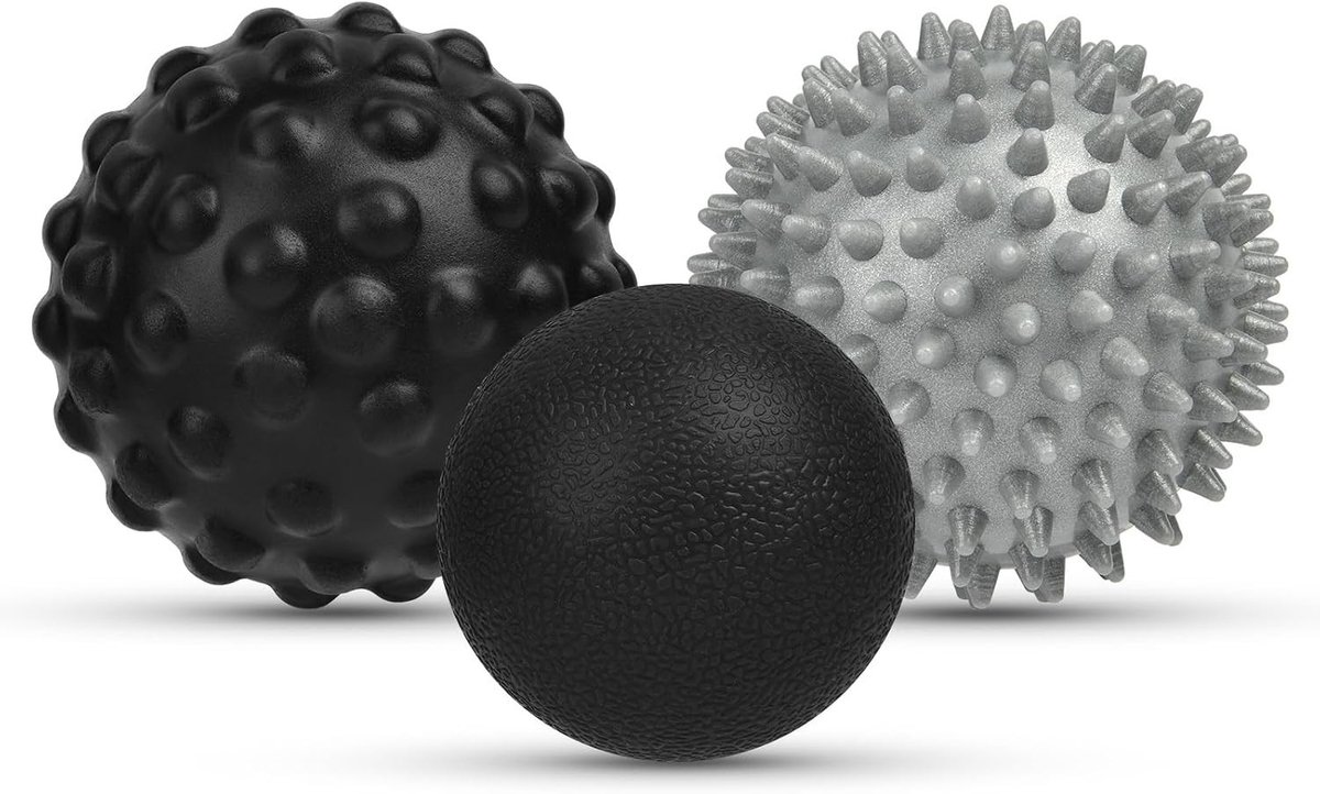 Set van 3 Fascia Massageballen voor Spierontspanning - Kleine Stekelige Ballen voor Voeten, Rug, Nek en Handen