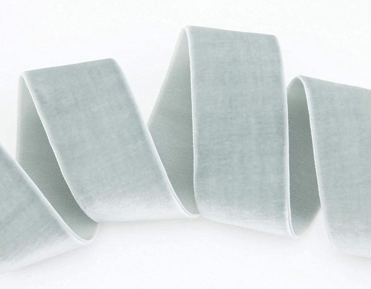 3 m x 36 mm elastisch fluwelen lint grijs (702) lichtgrijs velours stretchband extreem rekbaar eenzijdig fluweel 20% elastaan om te naaien