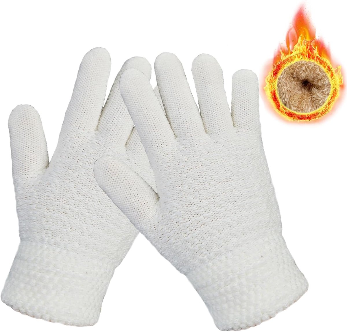 Handschoenen voor kinderen, warme thermische gebreide handschoenen voor jongens en meisjes, dikke fleece handschoenen voor koud weer buitensporten