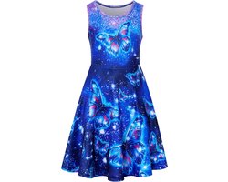 kids4ever Meisjesjurk, mouwloos, zomerjurk, ronde hals, A-lijn, swingjurk, zeemeermin, Galaxie, prinses, party, verjaardag, 4-12 jaar