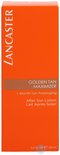 Lancaster Golden Tan Maximizer after sun lotion in oranje doos met witte tekst. 4.2 FL. OZ. E 125 ml.