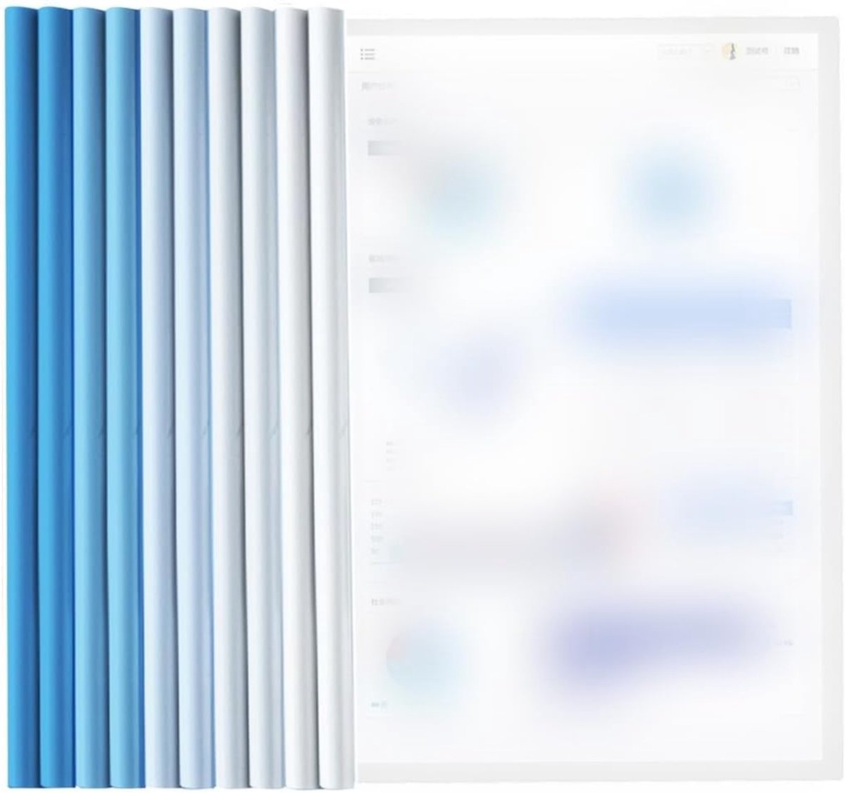 10 stuks kunststof A4-rapportenveloppen, roze bestandsmap met schuifstang, A4-omslag om te binden, A4 cover voor rapporten met clip, voor thuis, school, kantoordocumenten (blauw