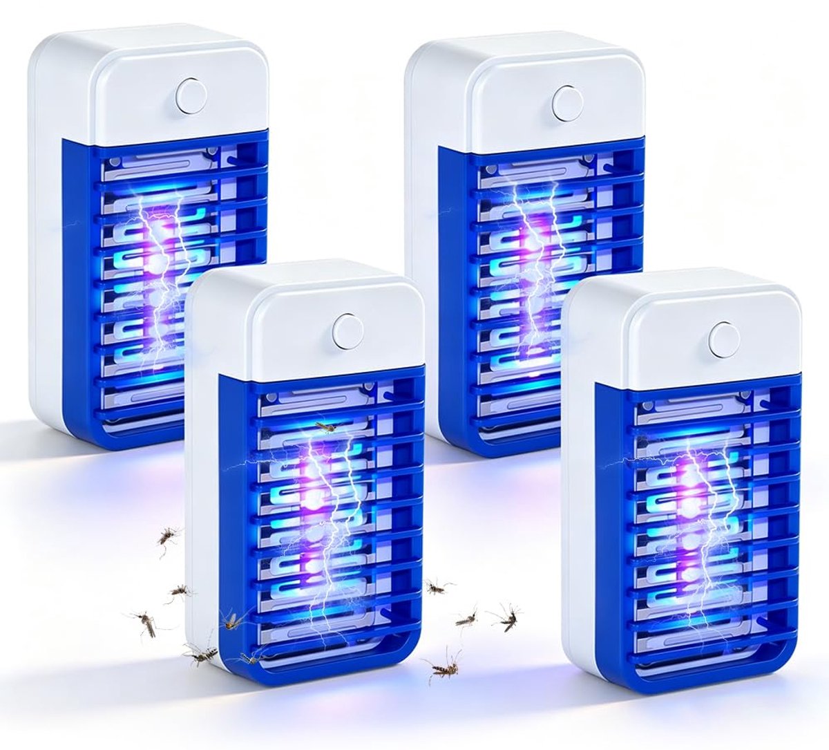 Muggenlamp - 4 stuks elektrische insectenverdelger, muggenval met uv-lamp, elektronische vliegenval voor slaapkamer, keuken en camping, insectenlamp voor binnen en buiten