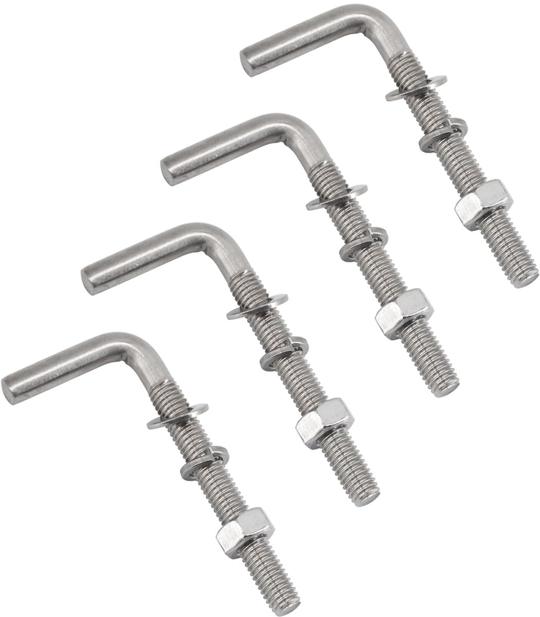 (20 stuks) M6x50mm L Vormige Schroefdraad Bout Kits 304 Rvs Foundation Anker Bouten Vierkante Schroeven Haken Voor Opknoping